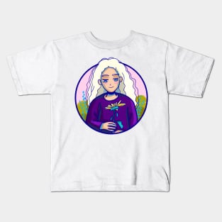 Cute girl holding sunflower Kids T-Shirt